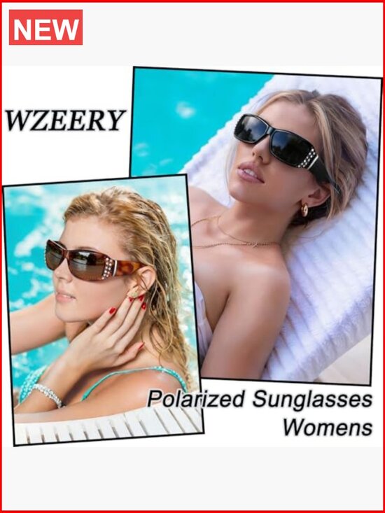 Polarized Rhinestone Wrap Around Sunglasses UV400 Protection for Driving main image 2